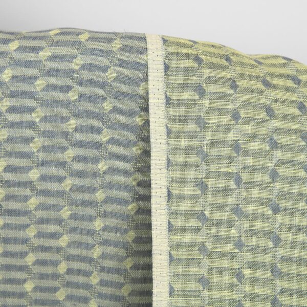 Tissu de lin gris jaune motif géométrique – Image 2