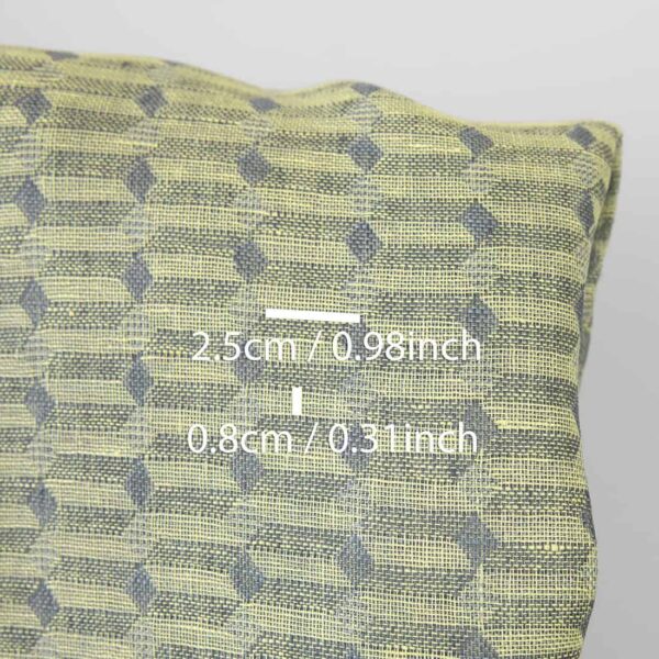 Tissu de lin gris jaune motif géométrique – Image 4