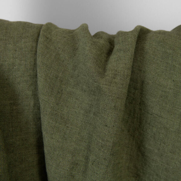 Tissu de lin vert foncé mélangé lavé – Image 2