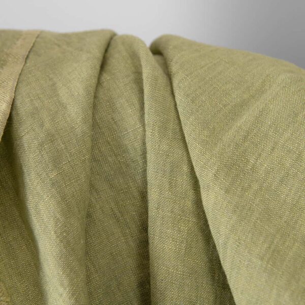 Tissu de lin vert clair mélangé lavé – Image 3