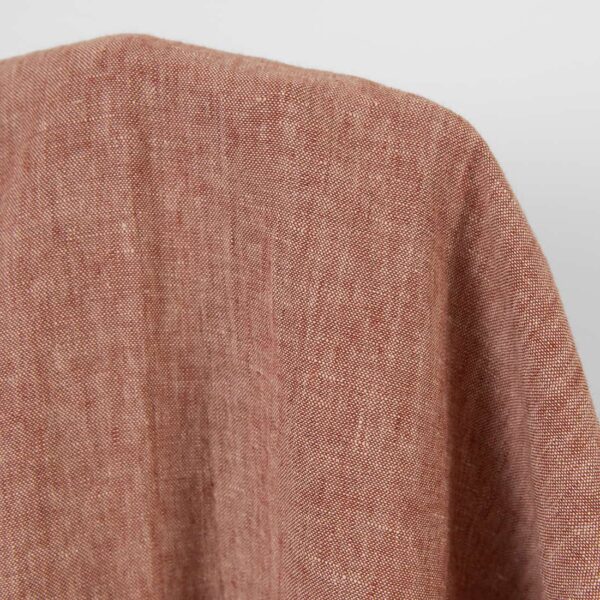 Tissu de lin rouge brique et beige mélangé lavé – Image 2