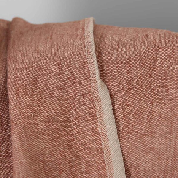 Tissu de lin rouge brique et beige mélangé lavé – Image 3