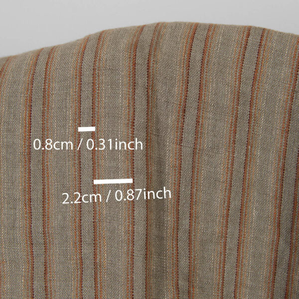 Tissu de lin orange rayé brun lavé – Image 4
