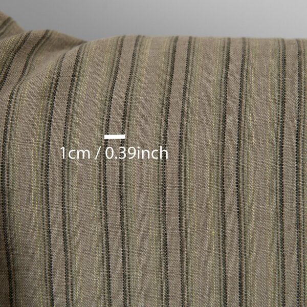 Tissu de lin rayé brun-vert lavé – Image 4