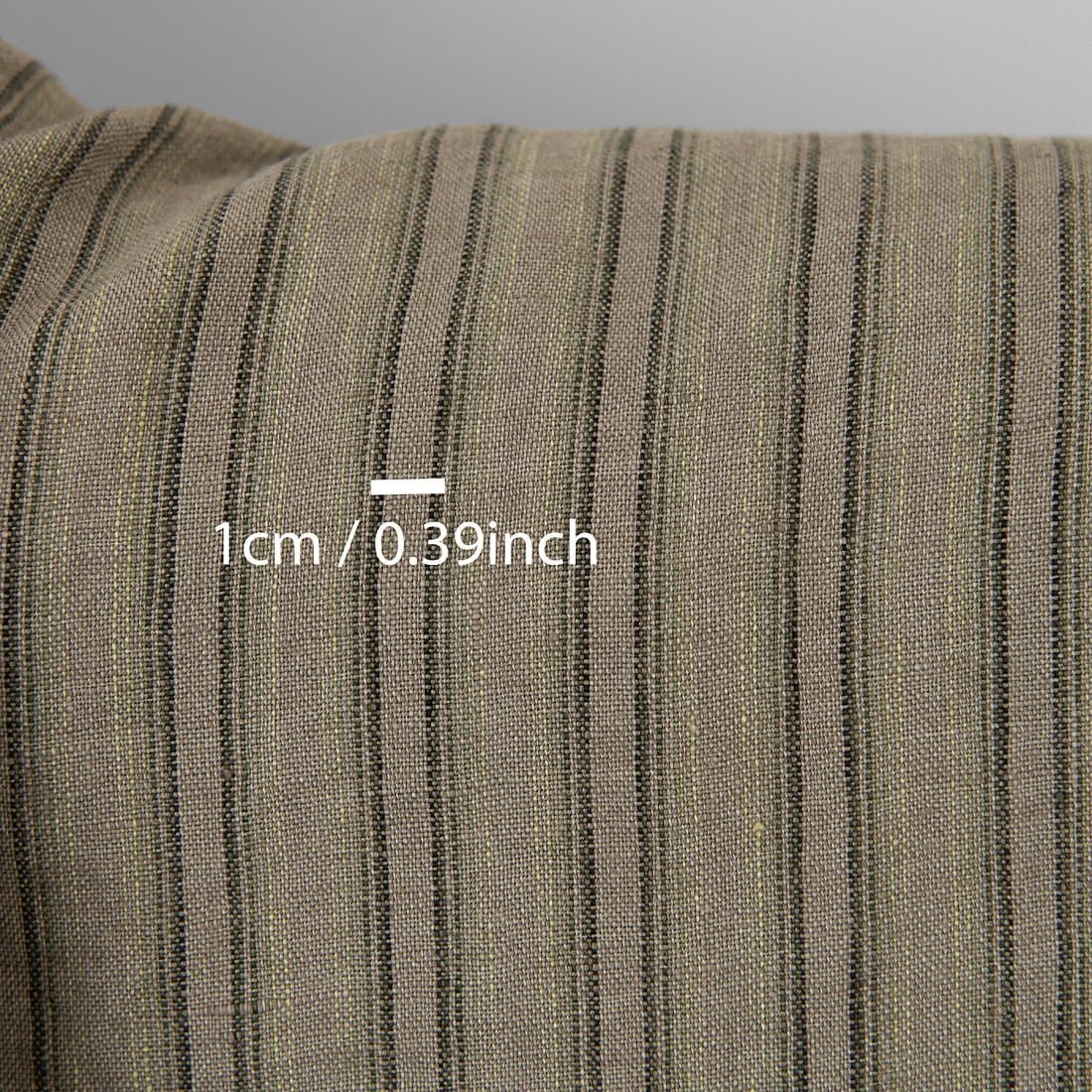 Tissu de lin rayé brun-vert lavé 4 Tissu de lin rayé brun-vert lavé – Image 4