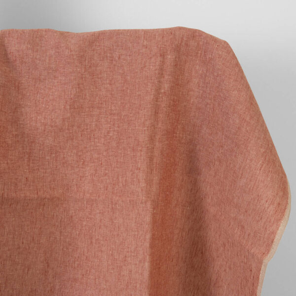 Tissu de lin rouge brique et beige mélangé
