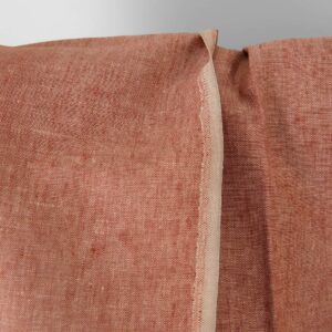 Tissu de lin rouge brique et beige mélangé