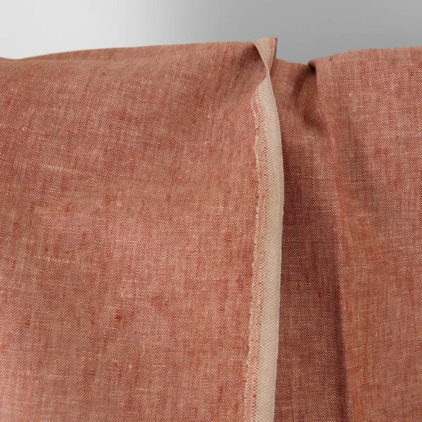 Tissu de lin rouge brique et beige mélangé – Image 3