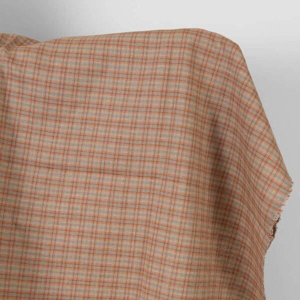 Tissu de lin à carreaux orange et marron