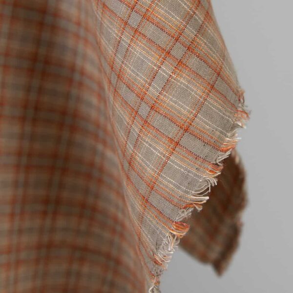 Tissu de lin à carreaux orange et marron – Image 2