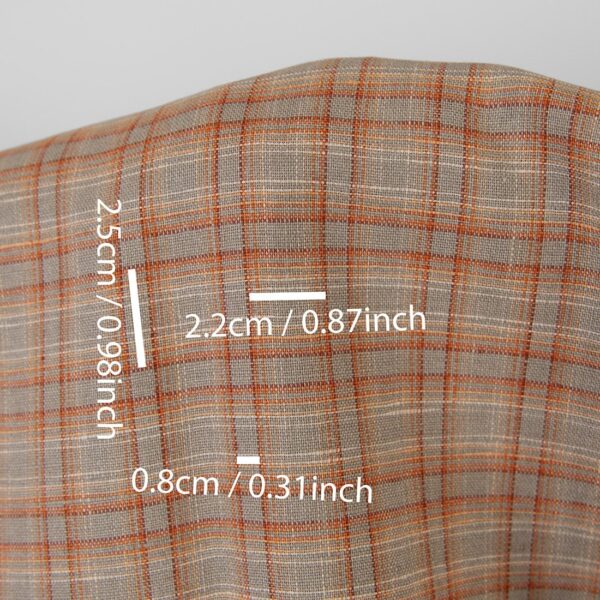 Tissu de lin à carreaux orange et marron – Image 4
