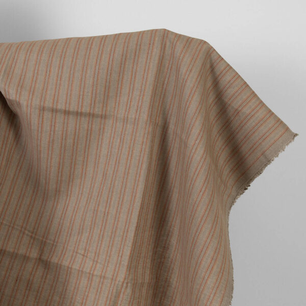 Tissu de lin à rayures orange et marron