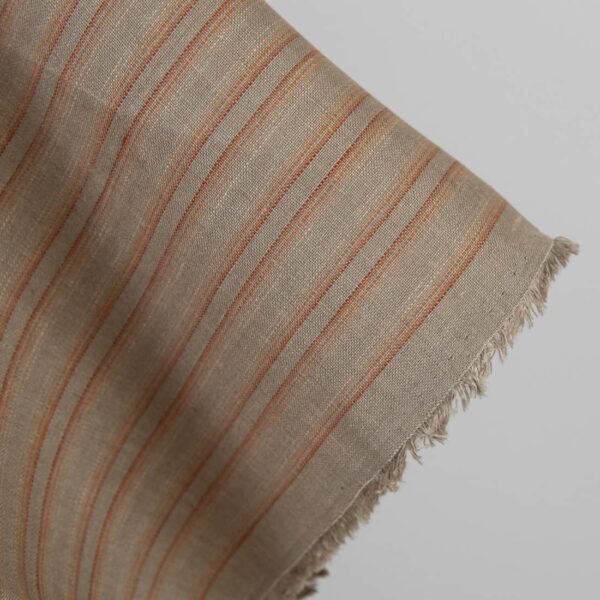 Tissu de lin à rayures orange et marron – Image 2