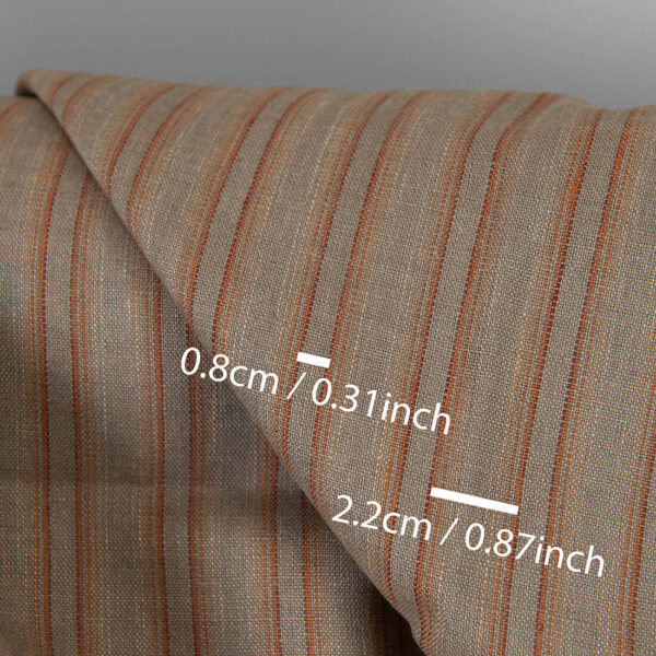 Tissu de lin à rayures orange et marron – Image 3