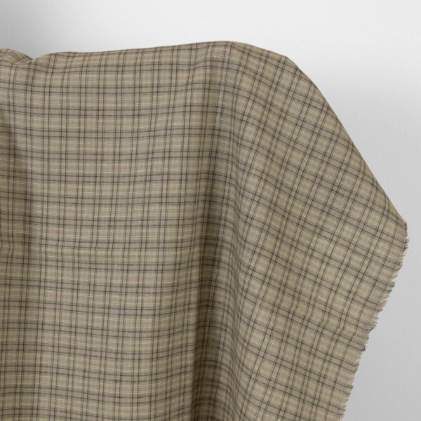 Tissu de lin à carreaux marron-vert