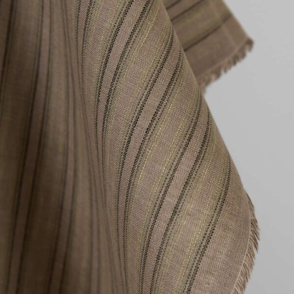 Tissu de lin rayé brun-vert – Image 3