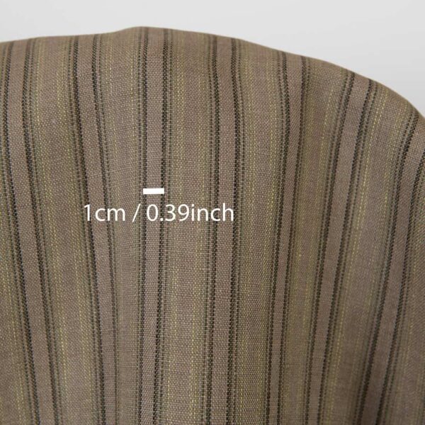 Tissu de lin rayé brun-vert – Image 4
