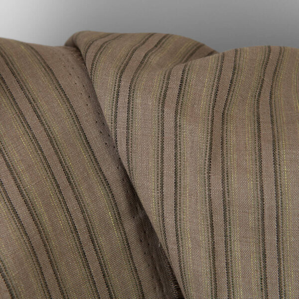 Tissu de lin rayé brun-vert – Image 2