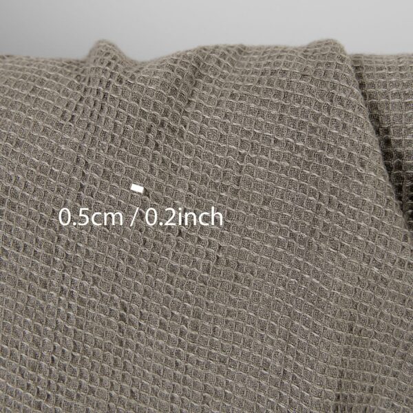 Linen cotton fabric beige-grey waffle washed, with measurements