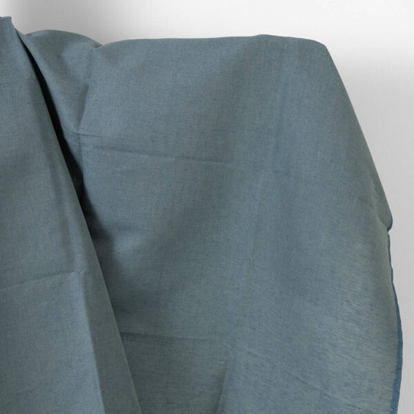 Tissu en lin et coton mélangé vert-bleu