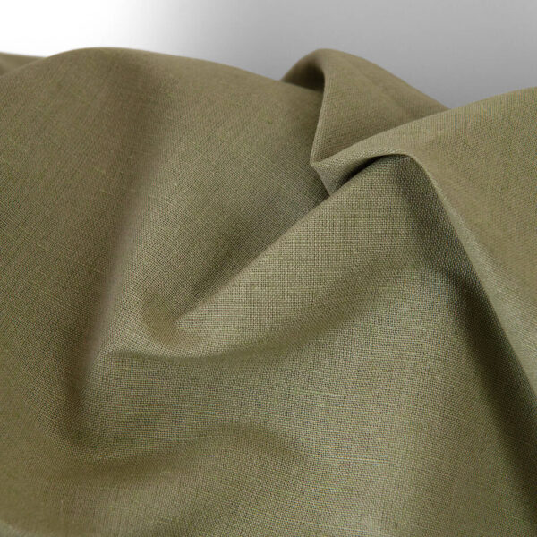 Tissu en coton lin mélangé gris-sable et vert – Image 4