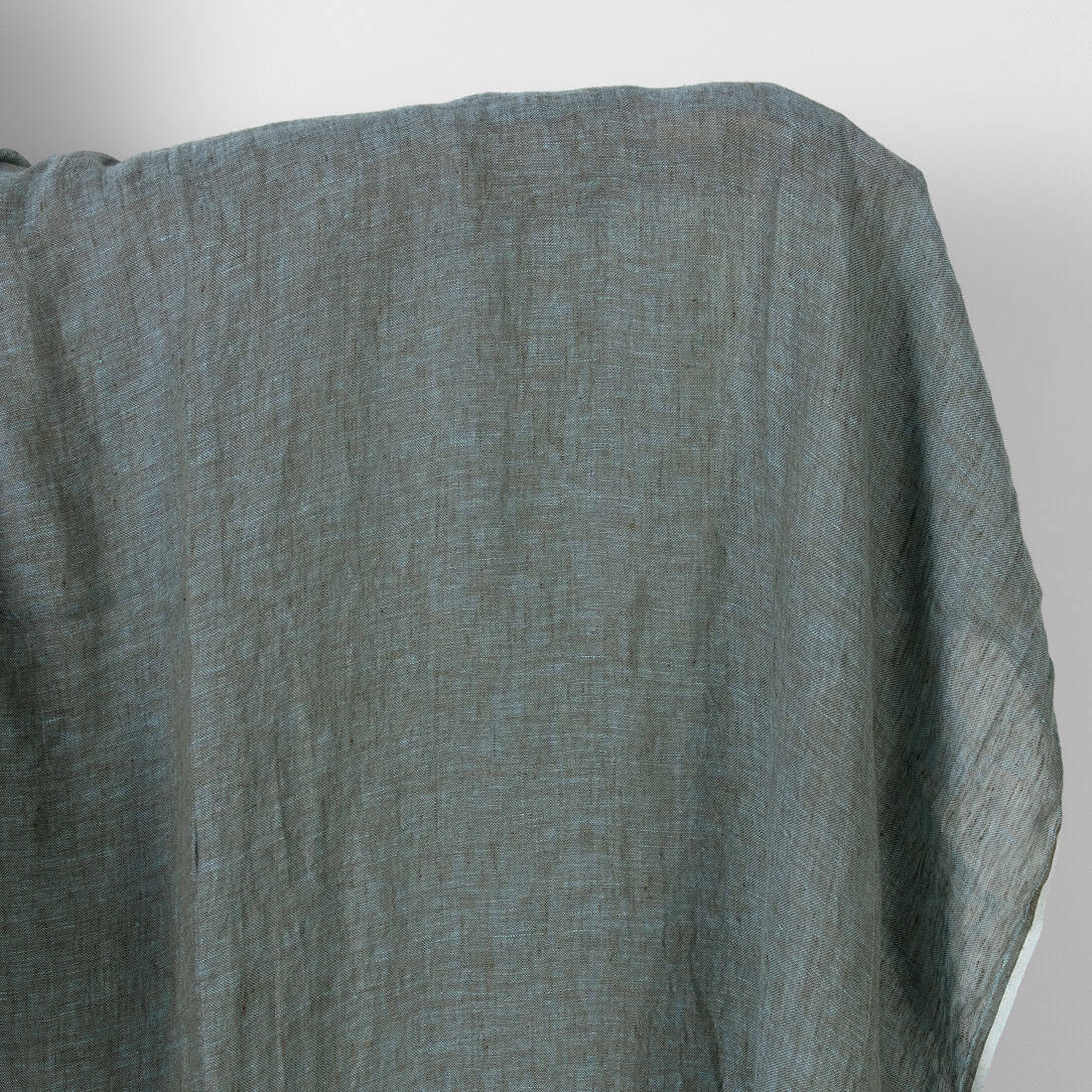 Washed linen fabric green turquoise melange sheer