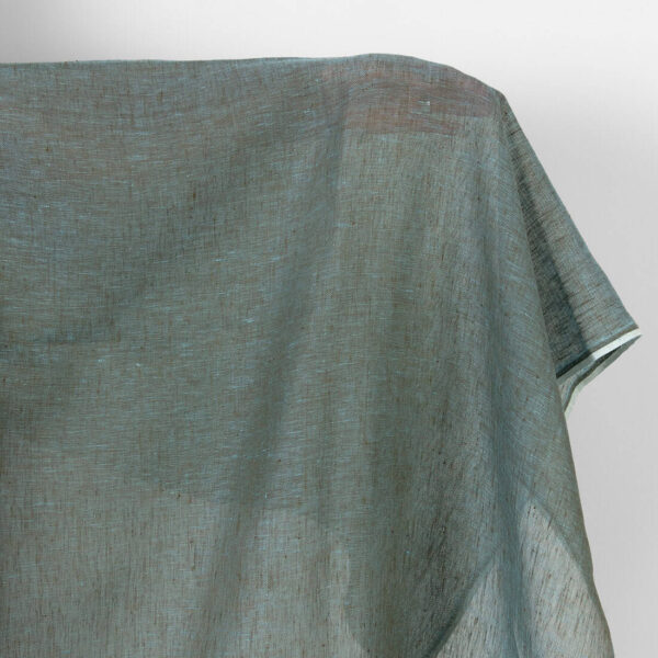 Tissu de lin vert turquoise mélangé transparent