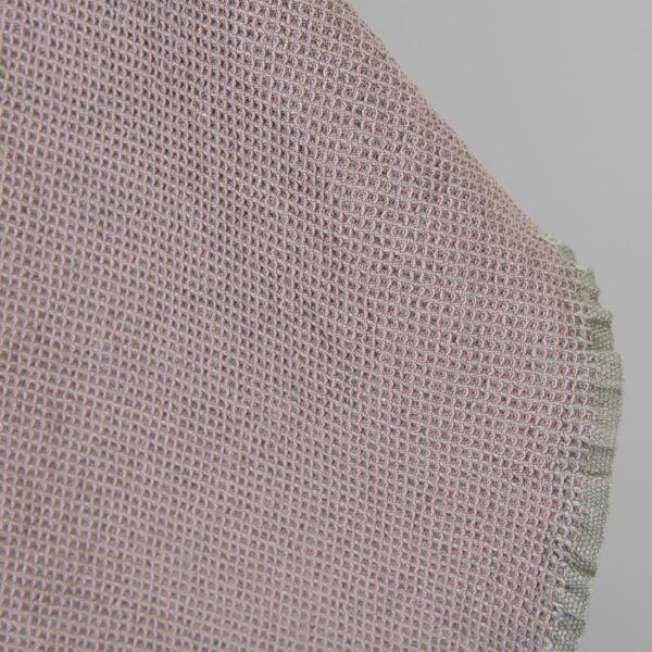 Linen cotton heavy fabric lilac and grey waffle washed, soft to touch