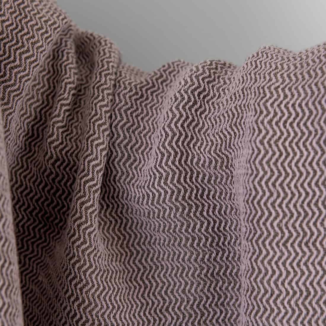 Tissu lourd en lin et coton lilas et marron zigzag lavé 2 Linen cotton heavy fabric lilac and brown zigzag washed, heavy weight fabric