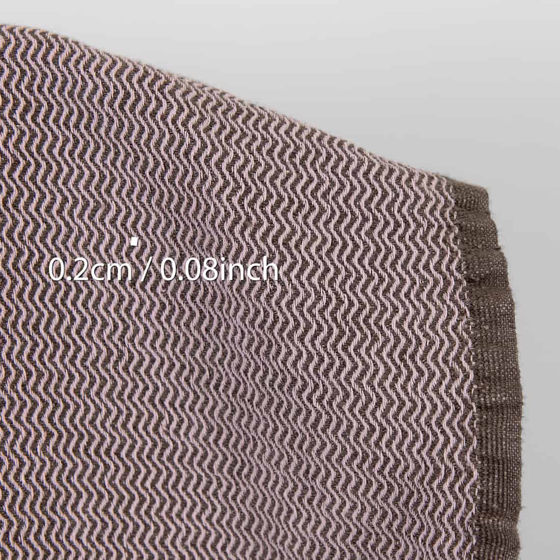 Tissu lourd en lin et coton lilas et marron zigzag lavé 3 Linen cotton heavy fabric lilac and brown zigzag washed, with measurements