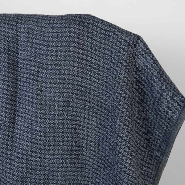 Tissu de lin bleu foncé et gris diamants lavés – Image 2