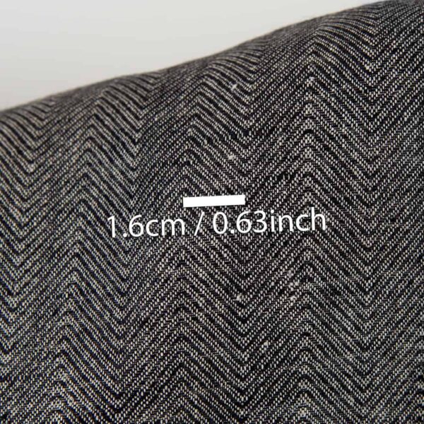 Tissu de lin naturel et noir à chevrons – Image 4