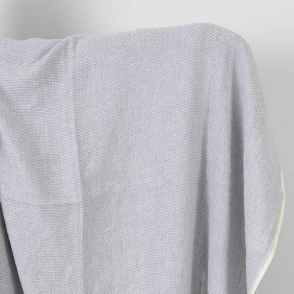 Tissu de laine de lin violet et blanc à petits motifs lavés