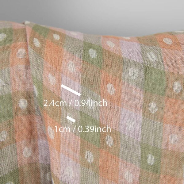 Tissu de lin à carreaux orange et vert lavés – Image 4