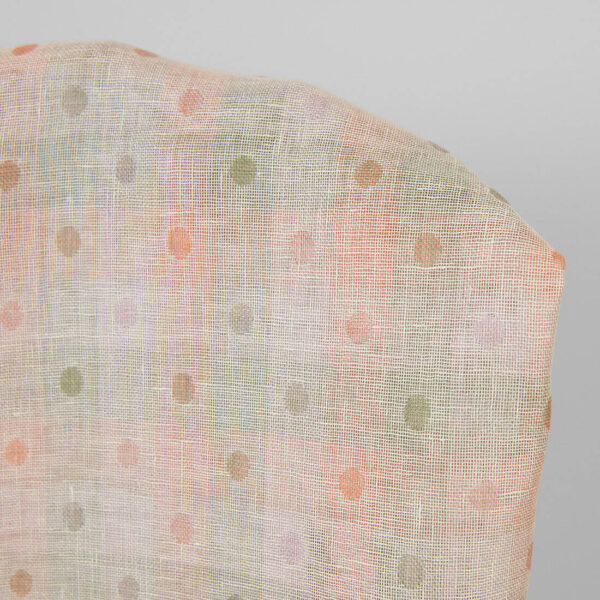 Tissu de lin jacquard à carreaux verts et orange – Image 3