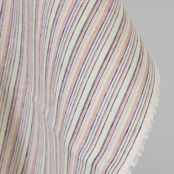 Tissu de lin et de chanvre multicolore avec des rayures bleu foncé – Image 2