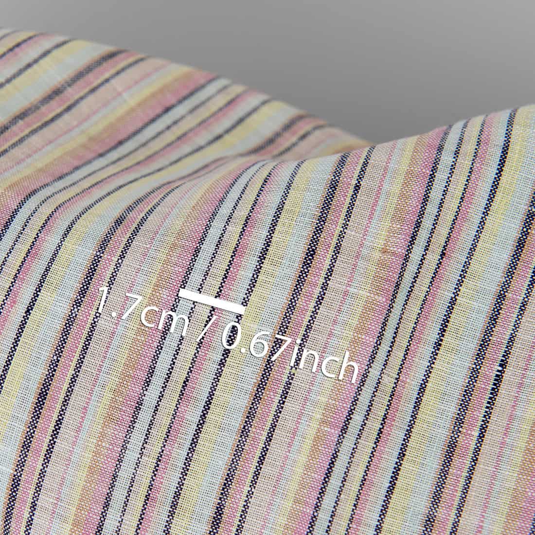 Tissu de lin et de chanvre multicolore avec des rayures bleu foncé 3 Tissu de lin et de chanvre multicolore avec des rayures bleu foncé – Image 3