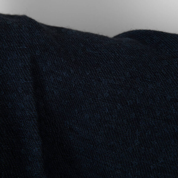 Tissu de laine de lin noir à pois bleu foncé lavé – Image 2
