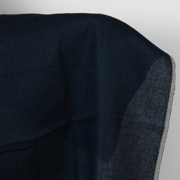 Tissu de laine de lin noir à pois bleu foncé