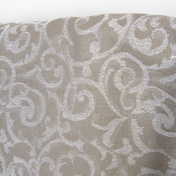 Tissu en lin et coton jacquard beige et blanc lurex argenté – Image 4