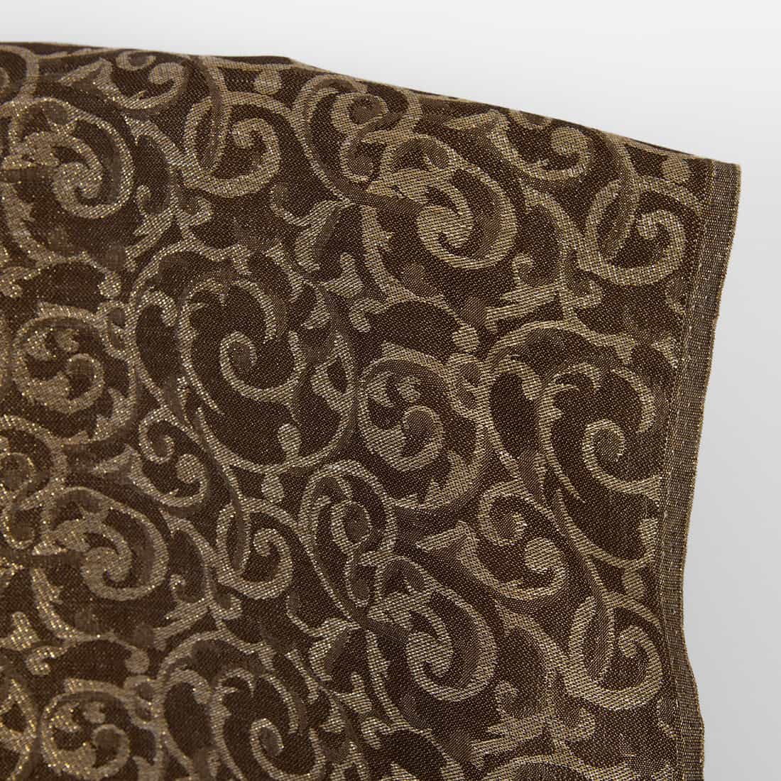 Tissu en lin et coton jacquard marron et naturel lurex doré 2 Tissu en lin et coton jacquard marron et naturel lurex doré – Image 2