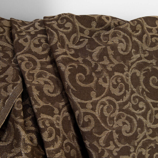 Tissu en lin et coton jacquard marron et naturel lurex doré – Image 4