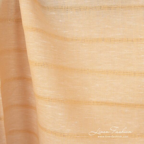 Tissu en coton lin jaune à rayures – Image 4