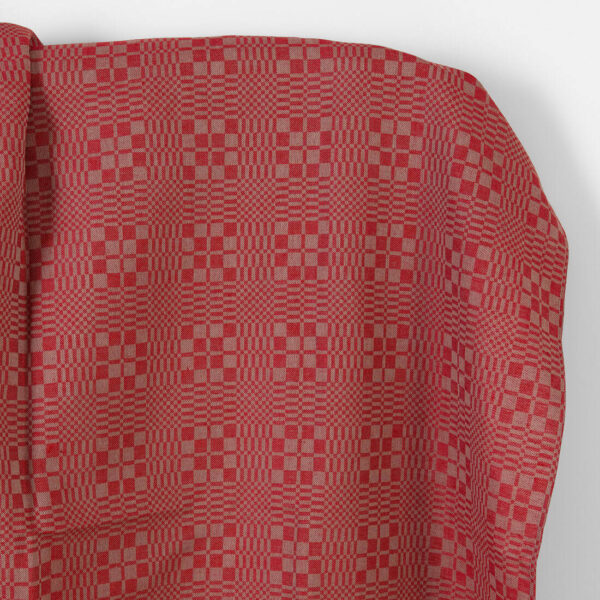 Tissu de lin et de coton à carreaux rouges et beiges en sergé
