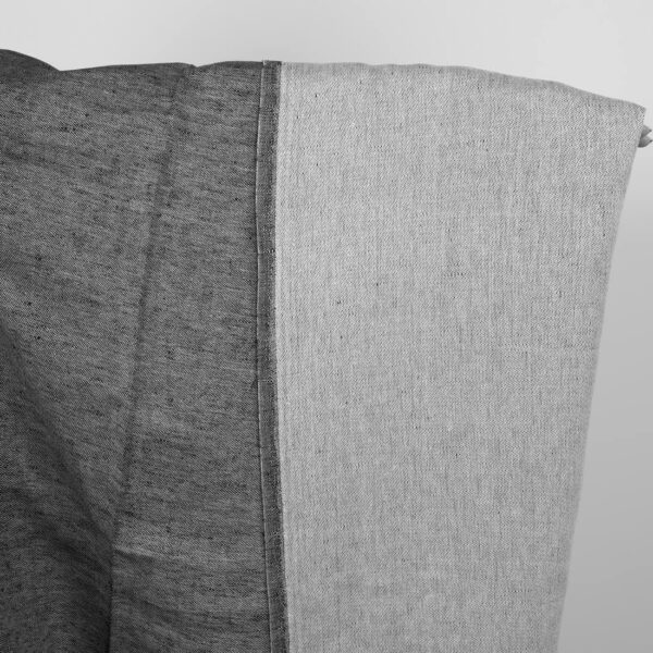 Tissu lin coton satiné noir et blanc double face