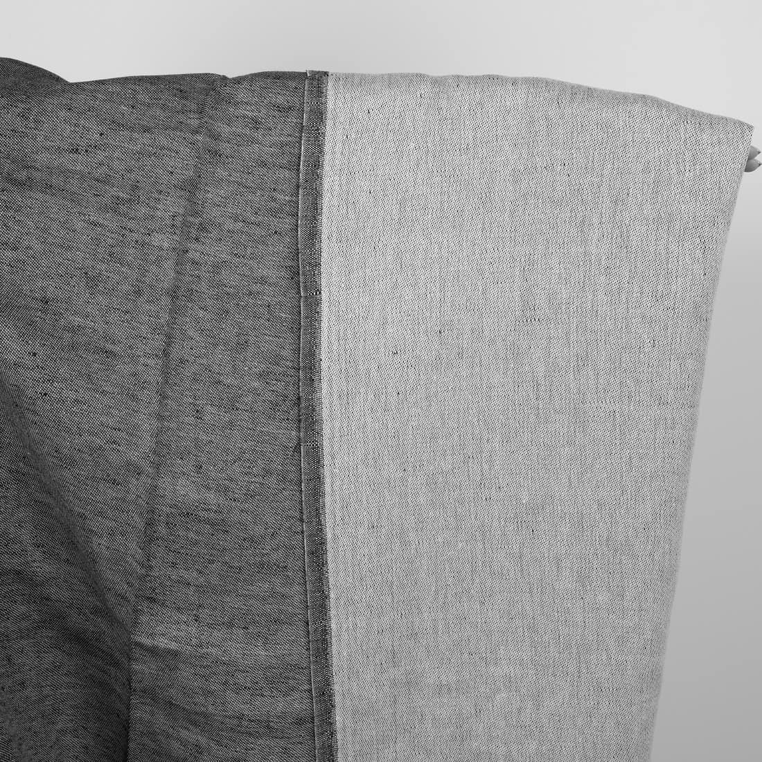 Tissu lin coton satiné noir et blanc double face 1 Tissu lin coton satiné noir et blanc double face