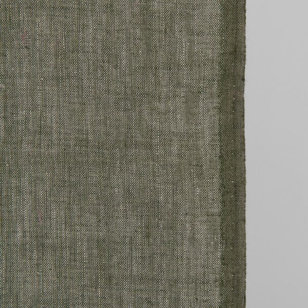 Tissu étroit en lin mélangé vert et naturel – Image 2