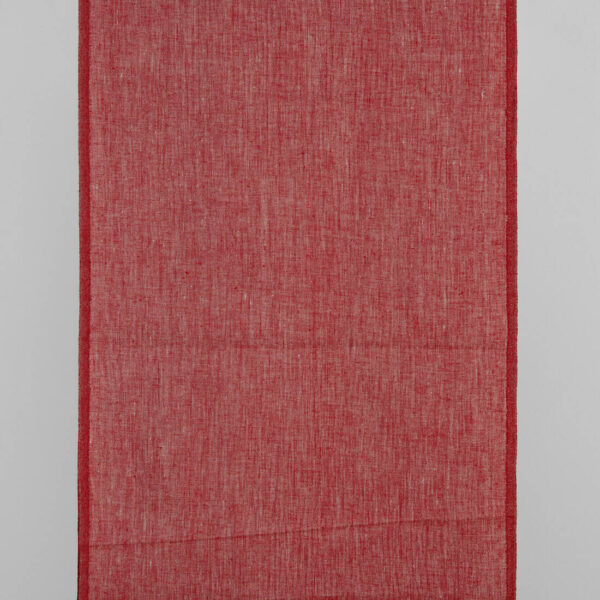 Tissu de lin étroit mélangé rouge et naturel