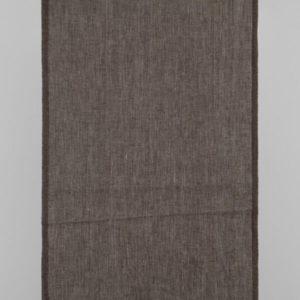Tissu de lin étroit mélangé brun foncé et naturel