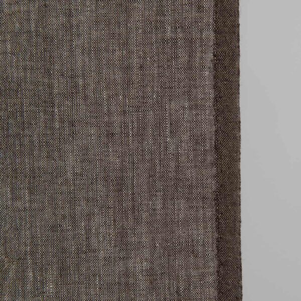 Tissu de lin étroit mélangé brun foncé et naturel – Image 2